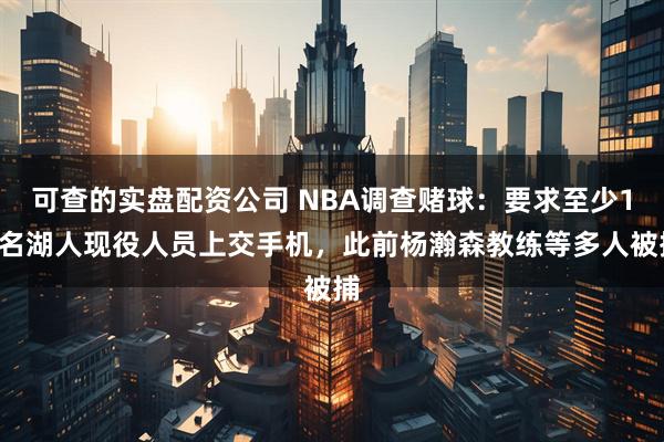 可查的实盘配资公司 NBA调查赌球：要求至少10名湖人现役人员上交手机，此前杨瀚森教练等多人被捕